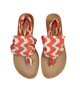 Dirty Laundry Cream & Orange Abstract Chevron Print Thong Sandals - US 7.5 - New
