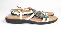 Clarks Artisan White Leather Strappy Faux Turquoise Sandals - US 7
