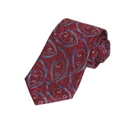 Pierre Cardin Silk Crimson Navy & Cream Art Deco Abstract Fish Print Tie - Vintage Deadstock