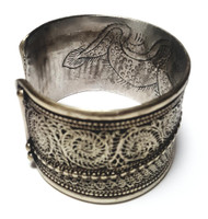 Pewter Hidden Dragon Wide Cuff Bracelet - Vintage