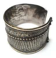 Pewter Hidden Dragon Wide Cuff Bracelet - Vintage