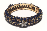 Kenneth Jay Lane Crystal Starfish Deep Blue Sea Bangle Bracelet - New
