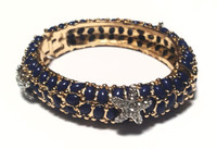 Kenneth Jay Lane Crystal Starfish Deep Blue Sea Bangle Bracelet - New