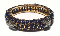 Kenneth Jay Lane Crystal Starfish Deep Blue Sea Bangle Bracelet - New