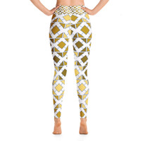 Ann Gertrude Brown & Mustard Geometric Yoga Legging