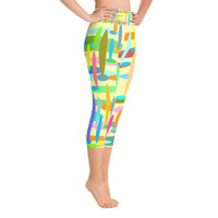 Ann Gertrude "Ponds Paradise" Yoga Capri Legging - Yellow