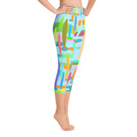Ann Gertrude "Pond Paradise" Yoga Capri Legging - Blue