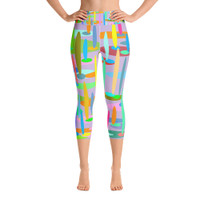 Ann Gertrude "Ponds Paradise" Yoga Capri Legging with Pocket - Lavender