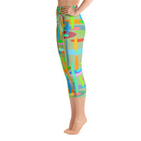 Ann Gertrude "Ponds Paradise" Yoga Capri Legging with Pocket - Green