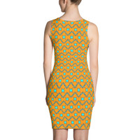 Ann Gertrude No. 44 Bodycon Dress - Burnt Orange & Teal