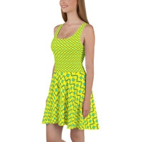 Ann Gertrude No. 44 Skater Dress - Yellow & Teal