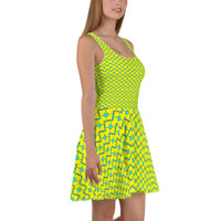 Ann Gertrude No. 44 Skater Dress - Yellow & Teal
