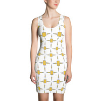Ann Gertrude No. 45 Bodycon Dress - White & Mustard