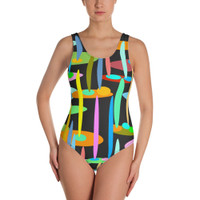 Ann Gertrude "Ponds Paradise" One-Piece Swimsuit - Black