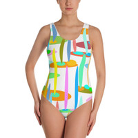 Ann Gertrude "Ponds Paradise" One-Piece Swimsuit - White