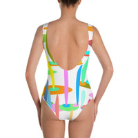 Ann Gertrude "Ponds Paradise" One-Piece Swimsuit - White