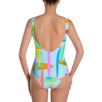 Ann Gertrude "Ponds Paradise" One-Piece Swimsuit - Blue