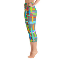 Ann Gertrude "Ponds Paradise" Yoga Capri Legging with Pocket - Gray