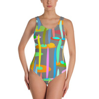 Ann Gertrude "Ponds Paradise" One-Piece Swimsuit - Gray