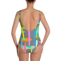 Ann Gertrude "Ponds Paradise" One-Piece Swimsuit - Gray