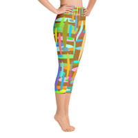 Ann Gertrude "Ponds Paradise" Yoga Capri Legging with Pocket - Brown