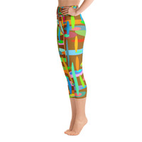 Ann Gertrude "Ponds Paradise" Yoga Capri Legging - Brown