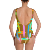 Ann Gertrude "Ponds Paradise" One-Piece Swimsuit - Brown