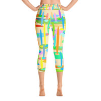 Ann Gertrude "Ponds Paradise" Yoga Capri Legging with Pocket - Peach