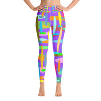 Ann Gertrude "Ponds Paradise" Yoga Legging with Pocket - Purple