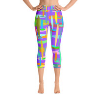 Ann Gertrude "Ponds Paradise" Yoga Capri Legging - Purple