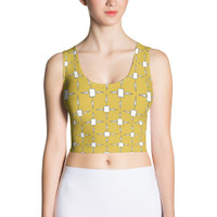 Ann Gertrude No. 45 Sleeveless Crop Top - Mustard & White