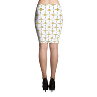 Ann Gertrude No. 45 Pencil Skirt - White & Mustard