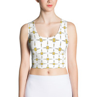 Ann Gertrude No. 45 Sleeveless Crop Top - White & Mustard