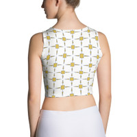 Ann Gertrude No. 45 Sleeveless Crop Top - White & Mustard