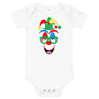 Ann Gertrude Clown Short Sleeve Onesie 3M to 24M (Green Hat & Glasses)  