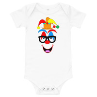 Ann Gertrude Clown Short Sleeve Onesie 3M to 24M (Orange Hat & Black Glasses)