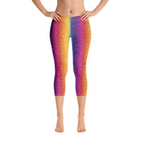 Ann Gertrude "Rainbow Shimmer" Low Rise Capri Legging 