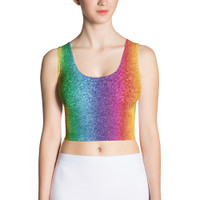 Ann Gertrude "Rainbow Shimmer" Sleeveless Crop Top