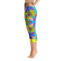 Ann Gertrude "Graffiti II" Yoga Capri Legging with Pocket