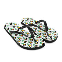 Ann Gertrude Black Petals & Ladybugs Flip-Flops