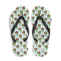 Ann Gertrude Black Petals & Ladybugs Flip-Flops