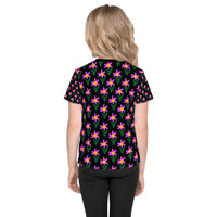 Ann Gertrude Magenta Petals Short Sleeve Tee - Black