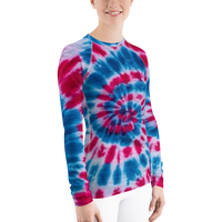 Ann Gertrude "Whirlwind" Tie Dye Women's Long Sleeve Rash Guard