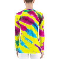 Ann Gertrude "Banana Trail" Tie Dye Women's Long Sleeve Rash Guard