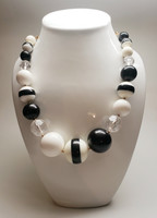 Kate Spade Black & White Graduated Spheres Statement Necklace