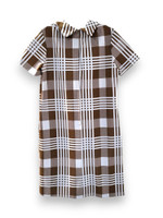 Georgee Originals Brown & White Plaid Shift Dress - Vintage