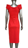 Chiara Boni La Petite Red Pleated Cap Sleeve Midi Dress 