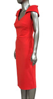 Chiara Boni La Petite Red Pleated Cap Sleeve Midi Dress 