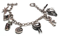 Sterling Silver 8-Charm Toggle Bracelet - Vintage 