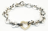 Tiffany & Co. Sterling Silver and 18K Center Heart Solid Hearts Links Bracelet - Vintage